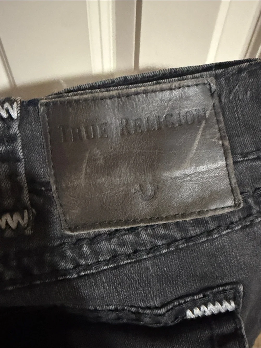 True Religion Black Jeans with White Logo Tag
